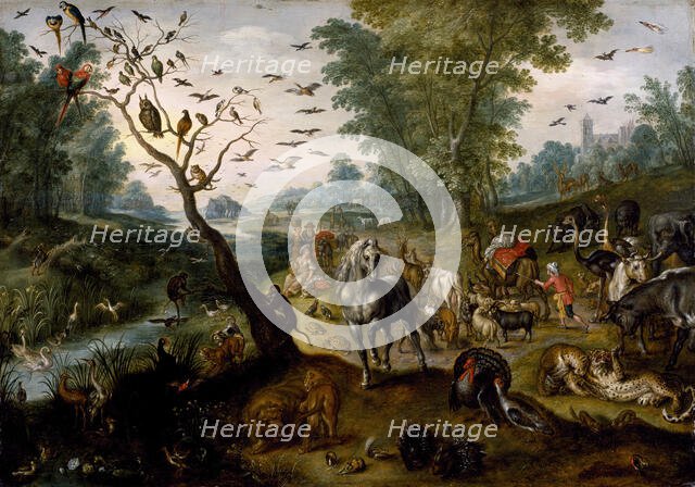 Noah's Family Assembling Animals before the Ark, c1660. Creator: Jan van Kessel.