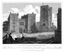 Gatehouse of Lambeth Palace, London, 1816.Artist: I Varrall