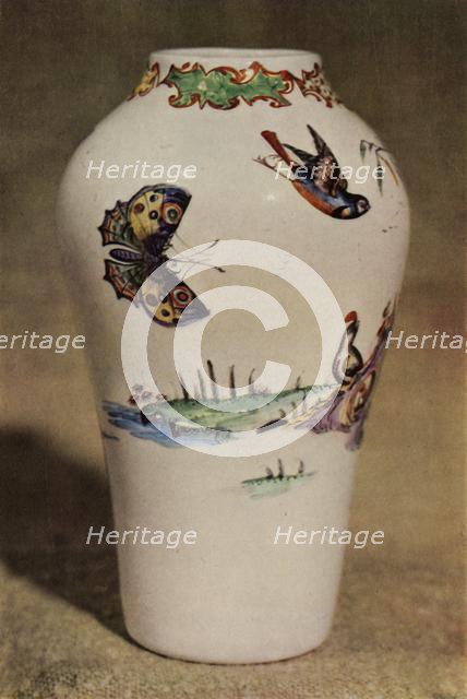 'Bristol White-Glass Enamel-Painted Vase', 1946. Creator: Unknown.
