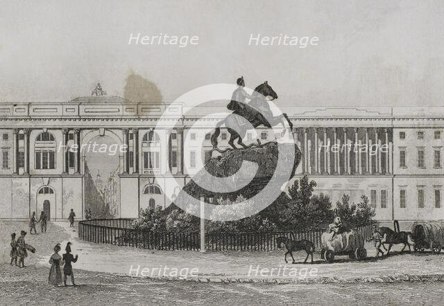 Bronze Horseman - equestrian statue of Peter the Great, Senate Square, St Petersburg, Russia, 1839. Creator: Augustin François Lemaitre.