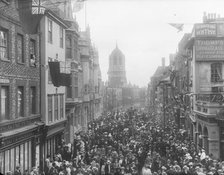 Crowds outside the Town Hall celebrating the coronation of King Edward VII, St Aldate's, Oxford,1902 Creator: Henry Taunt.