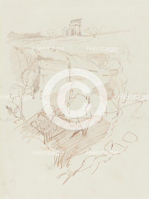 Ruined Temple on a Hill, 1864. Creator: Edward Lear.