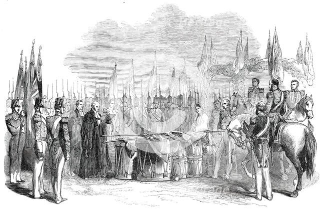 Presentation of New Colours to the 28th Foot, at Portsmouth, 1850. Creator: Unknown.