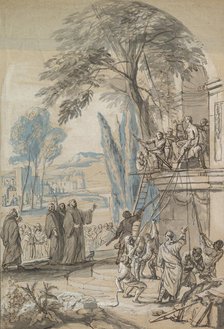 Benedict of Nursia Orders the Destruction of the Temple of Apollo at Monte..., mid-17th-early 18th c Creator: Jan Erasmus Quellinus.