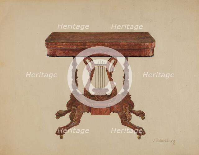 Table (Lyre Pedestal), 1936. Creator: Joseph Rothenberg.
