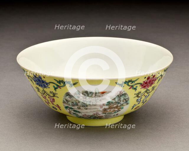 Bowl with landscape roundels, 1821-1850. Creator: Unknown.
