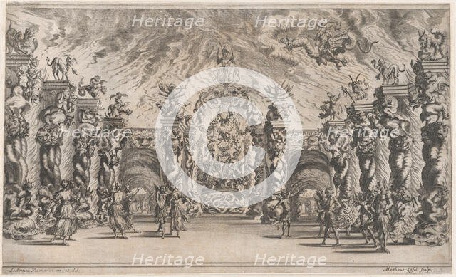 Kingdom of Pluto; a view of the underworld with Pluto and Proserpina enthroned at center, ..., 1668. Creator: Mathäus Küsel.