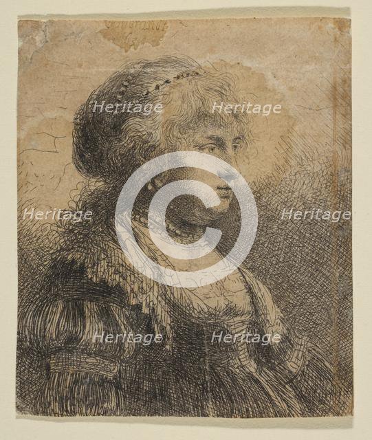 Saskia with Pearls in Her Hair, 1634. Creator: Rembrandt Harmensz van Rijn.