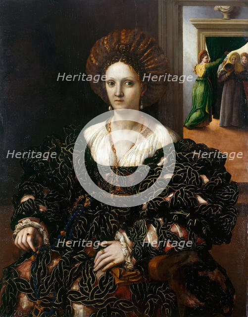 Portrait of Margaret Paleologa (1510-1566), Marquise of Montferrat and  Duchess of Mantua, c1531. Creator: Romano, Giulio (1499-1546).