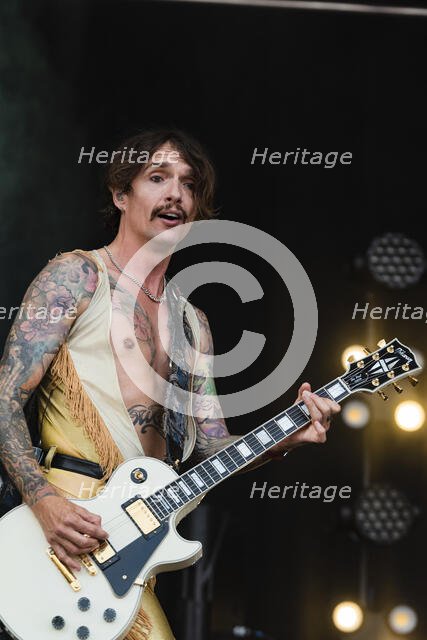 The Darkness live at the Cornbury Music Festival, Great Tew Park, Oxfordshire, Jul 2022. Creator: Annapaola Marchesani.