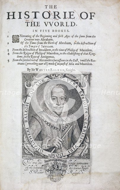 Title page from The Historie of the World by Sir Walter Raleigh, 17th century. Artist: Simon de Passe