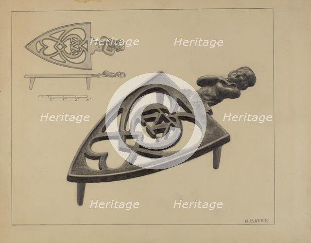 Pa. German Flat-iron Holder, 1937. Creator: Herman Bader.