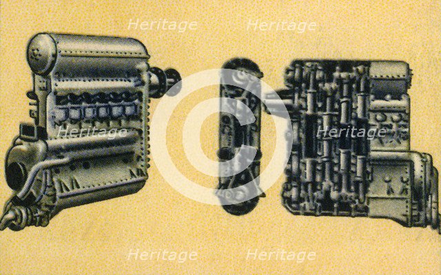 Junkers 700-800 horse power diesel aircraft engine, 1932.  Creator: Unknown.