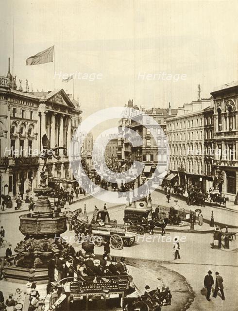 Statue of Eros at Piccadilly Circus, London, c1910, (1935).  Creator: Unknown.