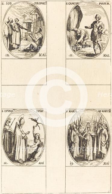 St. Job, Prophet; St. Gangulphus; St. Epiphanius; St. Mary of Martyrs. Creator: Jacques Callot.