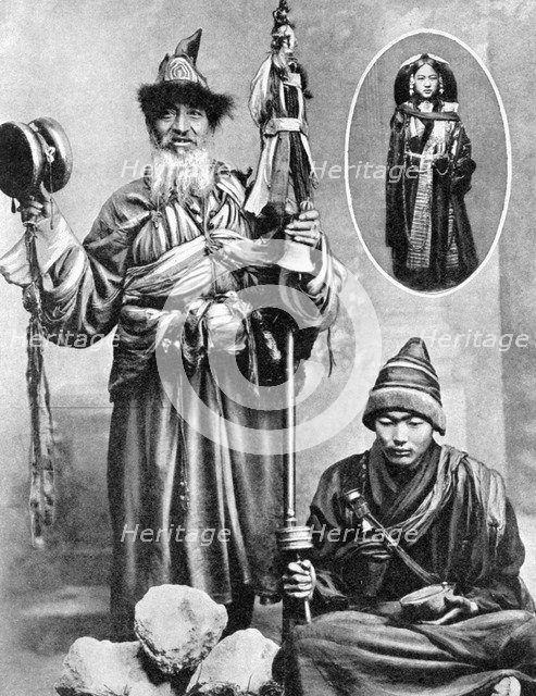 Tibetan priests, 1936.Artist: Ewing Galloway