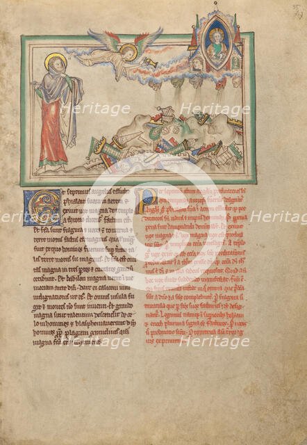 The Angel Pouring Out from the Seventh Vessel; Dyson Perrins Apocalypse, about 1255-1260. Creator: Unknown.