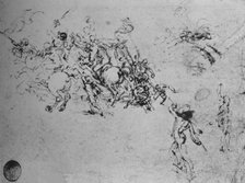 'Studies of Horsemen Fighting and of Footsoldiers', c1480 (1945). Artist: Leonardo da Vinci.