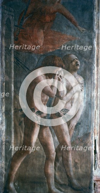 'Adam and Eve banished from Paradise', (detail, pre-restoration), c1427.  Artist: Masaccio Tommaso