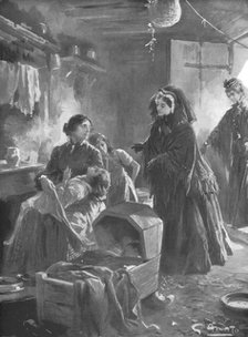 'Queen Victoria and the poor: Her Majesty visiting a cottage home', (1901).  Creator: Gennaro Amato.