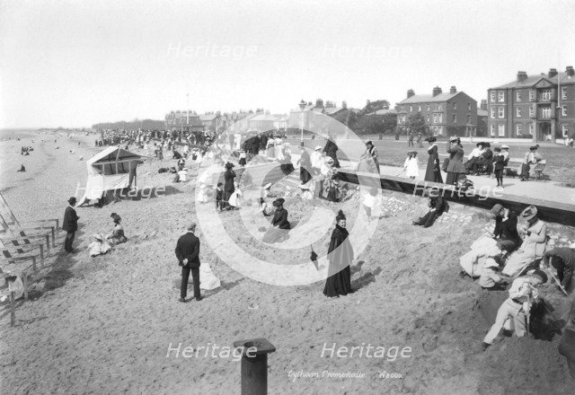 Holidaymakers on the beach at Lytham St Anne's, Lancashire, 1890-1910. Artist: Unknown