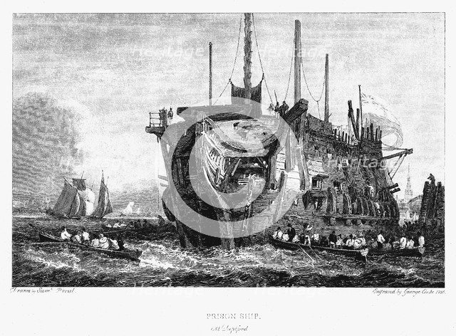 Prison hulk at Deptford, London, c1826. Artist: Unknown