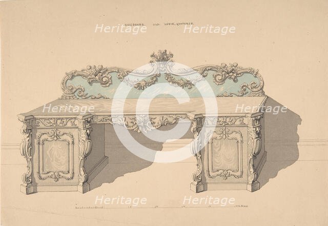 Design for Sideboard, Louis Quatorze Style, 1835-1900. Creator: Robert William Hume.
