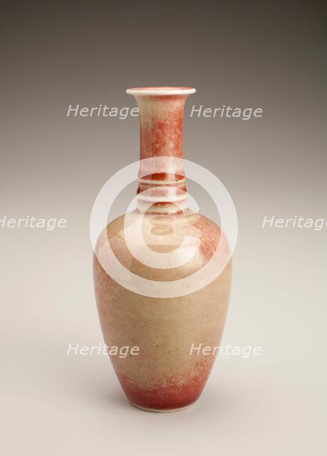 Tan vase with neck rings, 1662-1722. Creator: Unknown.