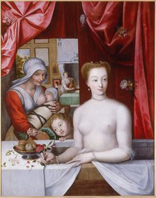 Gabrielle d’Estrées in the bath, c. 1598. Artist: Master of the School of Fontainebleau (2nd third of 16th cen.)