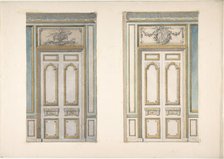 Two Designs for Doorways with Alternate Overdoor Decoration, second half 19th century. Creators: Jules-Edmond-Charles Lachaise, Eugène-Pierre Gourdet.
