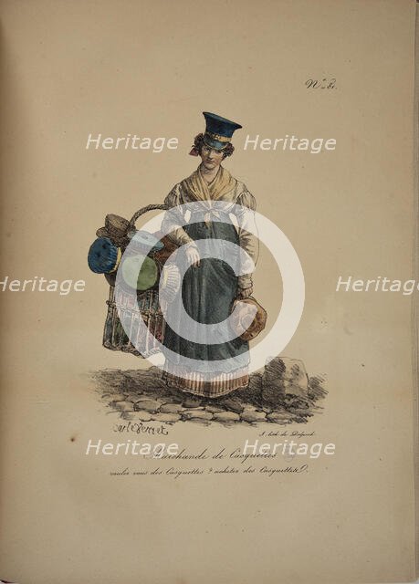 Cap seller. From the Series "Cris de Paris" (The Cries of Paris), 1815. Creator: Vernet, Carle (1758-1836).