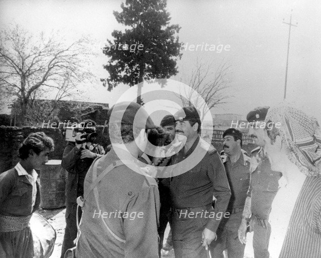 Saddam Hussein touring the nation, Iraq, 1987. Artist: Unknown