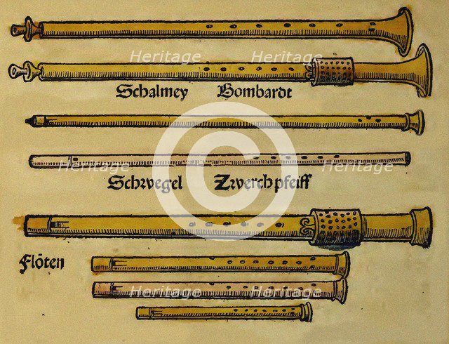 Illustration from Musica getutscht by Sebastianus Virdung, 1511. Artist: Virdung, Sebastian (1465-?)