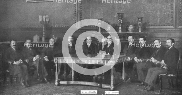 'Le Portugal dans la guerre; La premiere reunion du cabinet de defense nationale, tenue.., 1916(1924 Creator: Unknown.