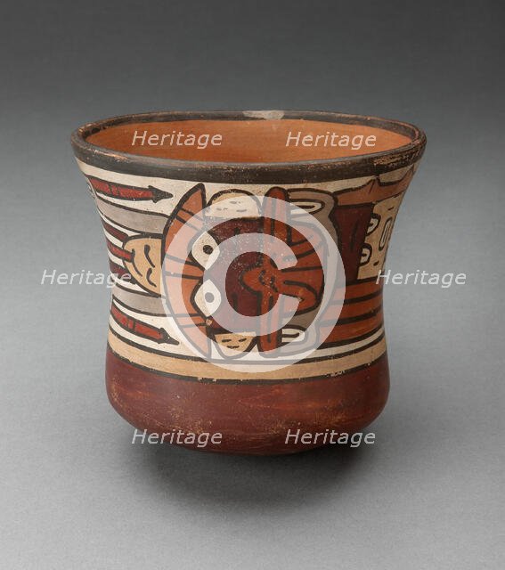 Short Beaker Depicting Costumed Ritual Performer, 180 B.C./A.D. 500. Creator: Unknown.