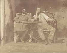 Two Men Seated at a Table, 1850s. Creator: Unknown.