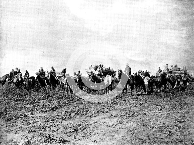 Sheep-shearers travelling on the South American Pampas, 1895. Creator: Adrian Lundstrom.