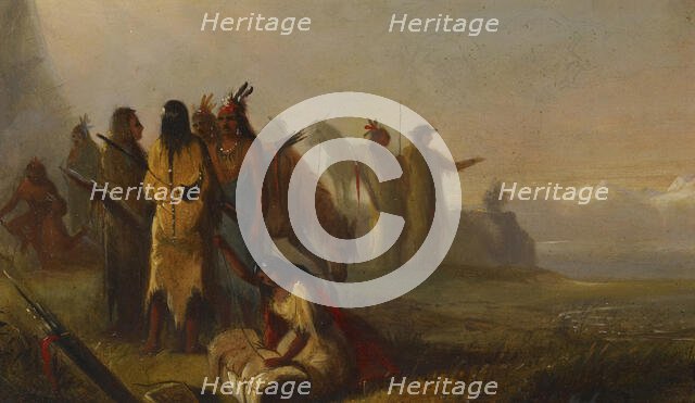 Scene of Trappers and Indians, before 1842. Creator: Alfred Jacob Miller.