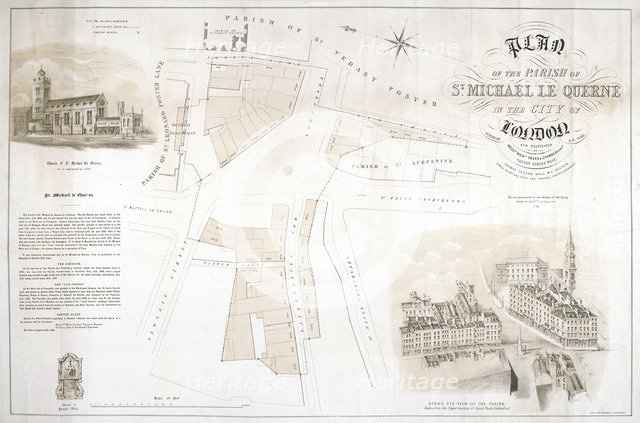 Map of the parish of St Michael le Querne, London, 1853. Creator: King.