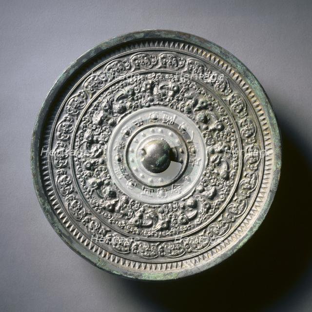 Mirror with Deities and Animals in Concentric Circles, late 6th-early 7th century. Creator: Unknown.