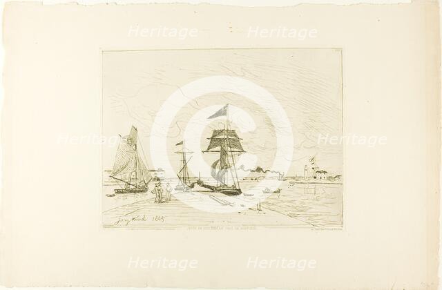 Wooden Pier, Honfleur Port, 1865; published January 1866. Creator: Johan Barthold Jongkind.