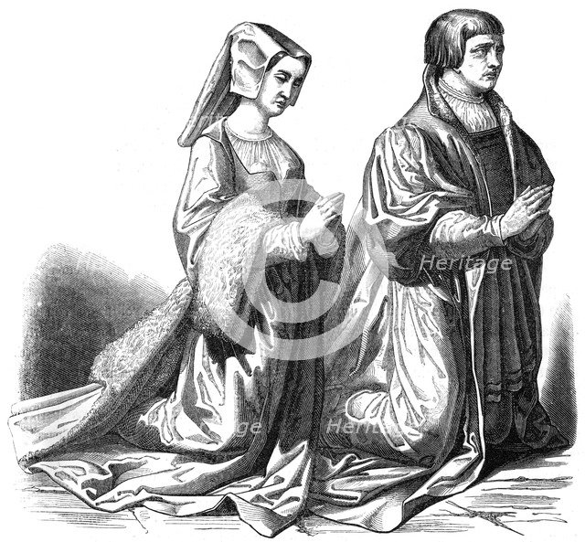 The bourgeoisie of Gand praying, 15th century (1846). Artist: Unknown