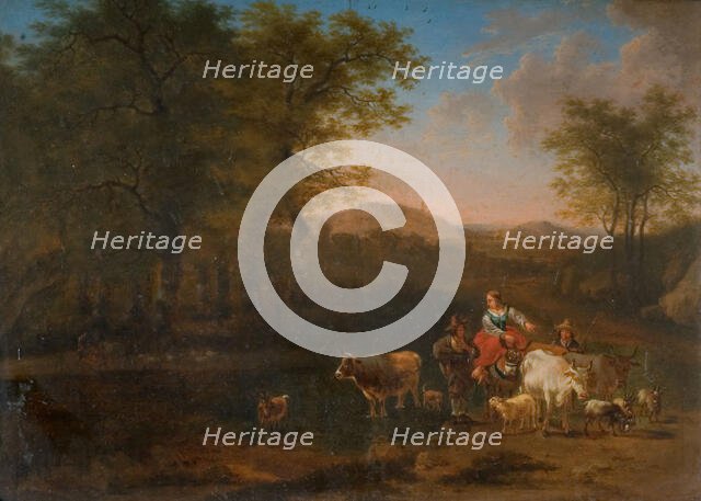 Pastoral Landscape With Figures, 1683. Creator: Nicolaes Berchem.