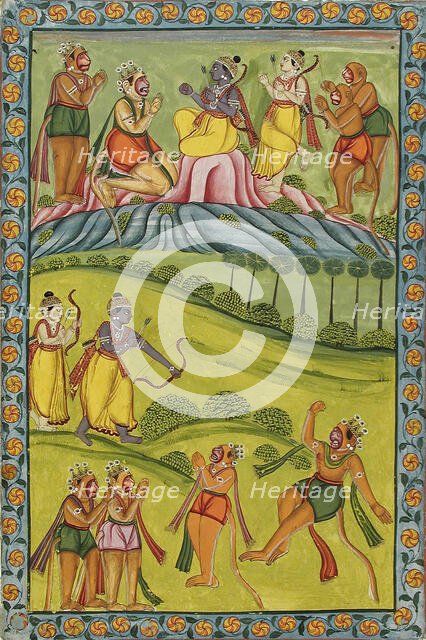 Rama Kills Vali, Folio from the "Impey" Ramayana (Adventures of Rama), between c1770 and c1775. Creator: Unknown.