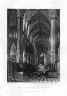 Westminster Abbey from the altar, London, 19th century.Artist: J Woods
