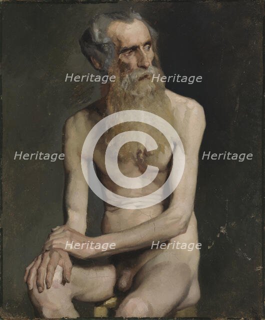 Old Man Seated, Academy Study, 1874-1875. Creator: Albert Edelfelt.