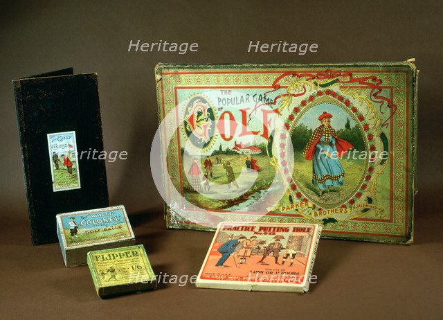 Golfing ephemera including 'The Popular Game of Golf', 1896. Artist: Parker Brothers