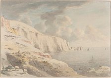 View of the Needles, and White Cliffs Taken from Allum Bay, Isle of Wight, 1772/1781. Creator: Anthony Devis.