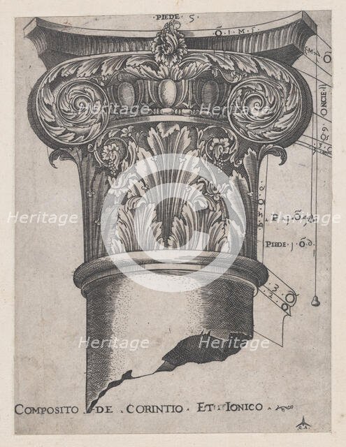 Speculum Romanae Magnificentiae: Composite of Corinthian and Ionic, ca. 1537., ca. 1537. Creator: Master GA.