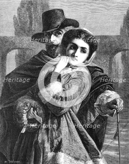 "The Guardian," by A. Elmore, R.A., in the Winter Exhibition at the French Gallery, Pall-Mall, 1865. Creator: W Thomas.